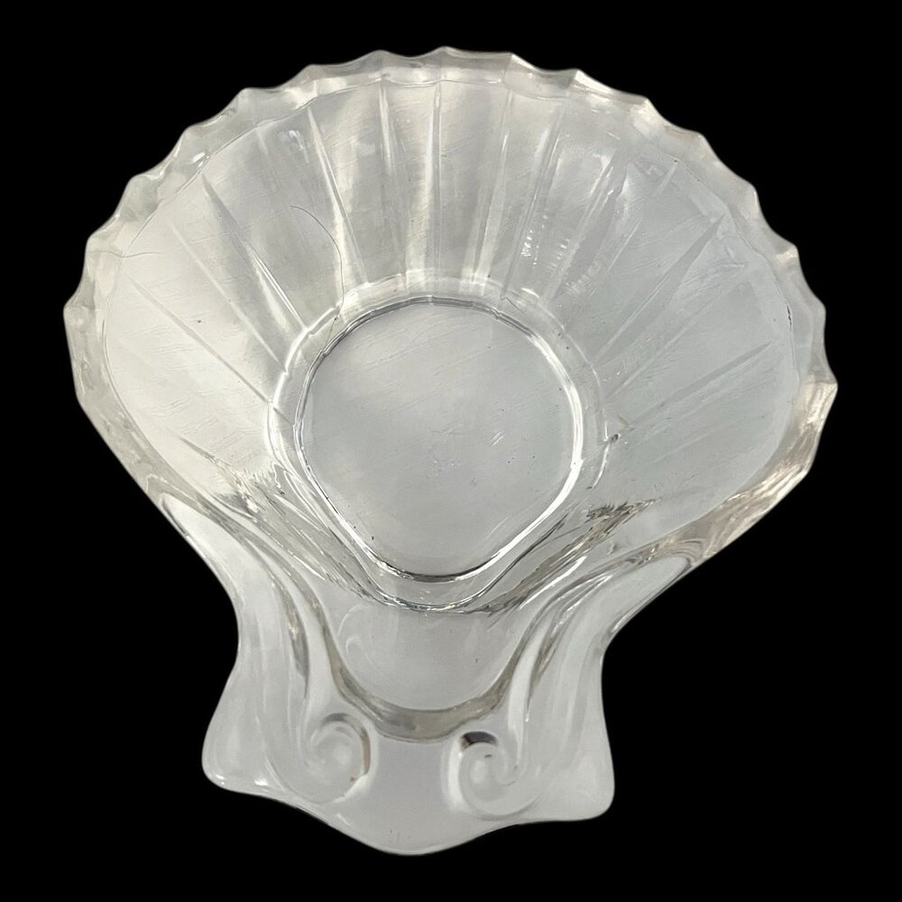 Antique ETG Mark Shell Dishes Pair Indiana Tumbler & Goblet Co Clear Pressed Gla - Picture 2 of 5